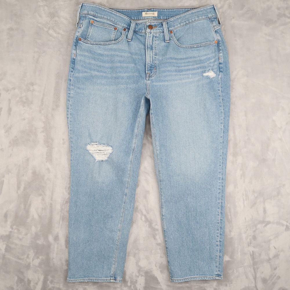 Madewell Jeans Women 18W Fits 38x27 Light Blue The Mom Jean Distressed High Rise
